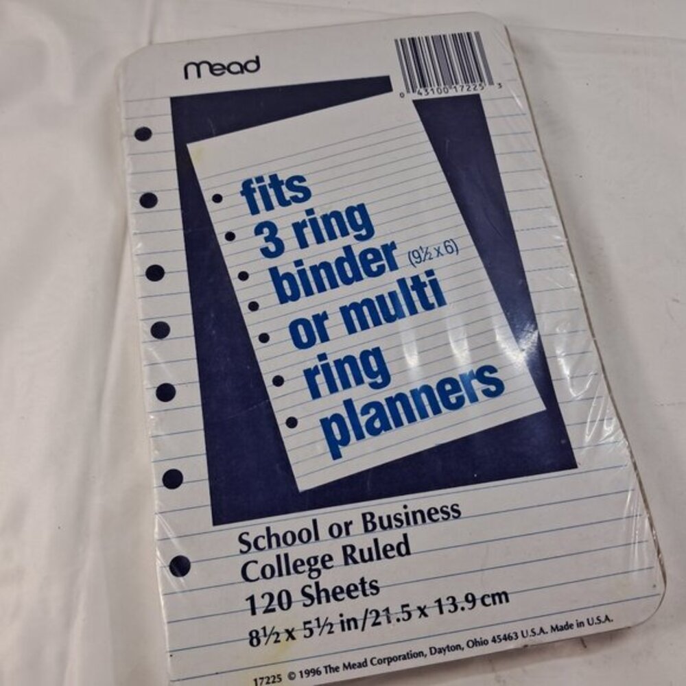Mead Planner organizer Refill paper for 3 ring Multi‎ Ring College Ruled 8.5x5.5